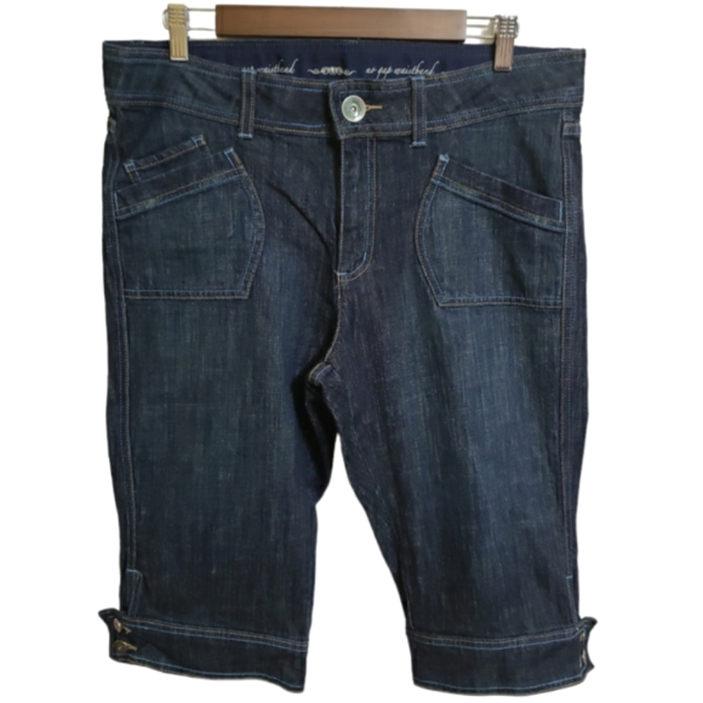 Lee No Gap Waistband Blue Denim Bermuda Shorts Women's Size 14